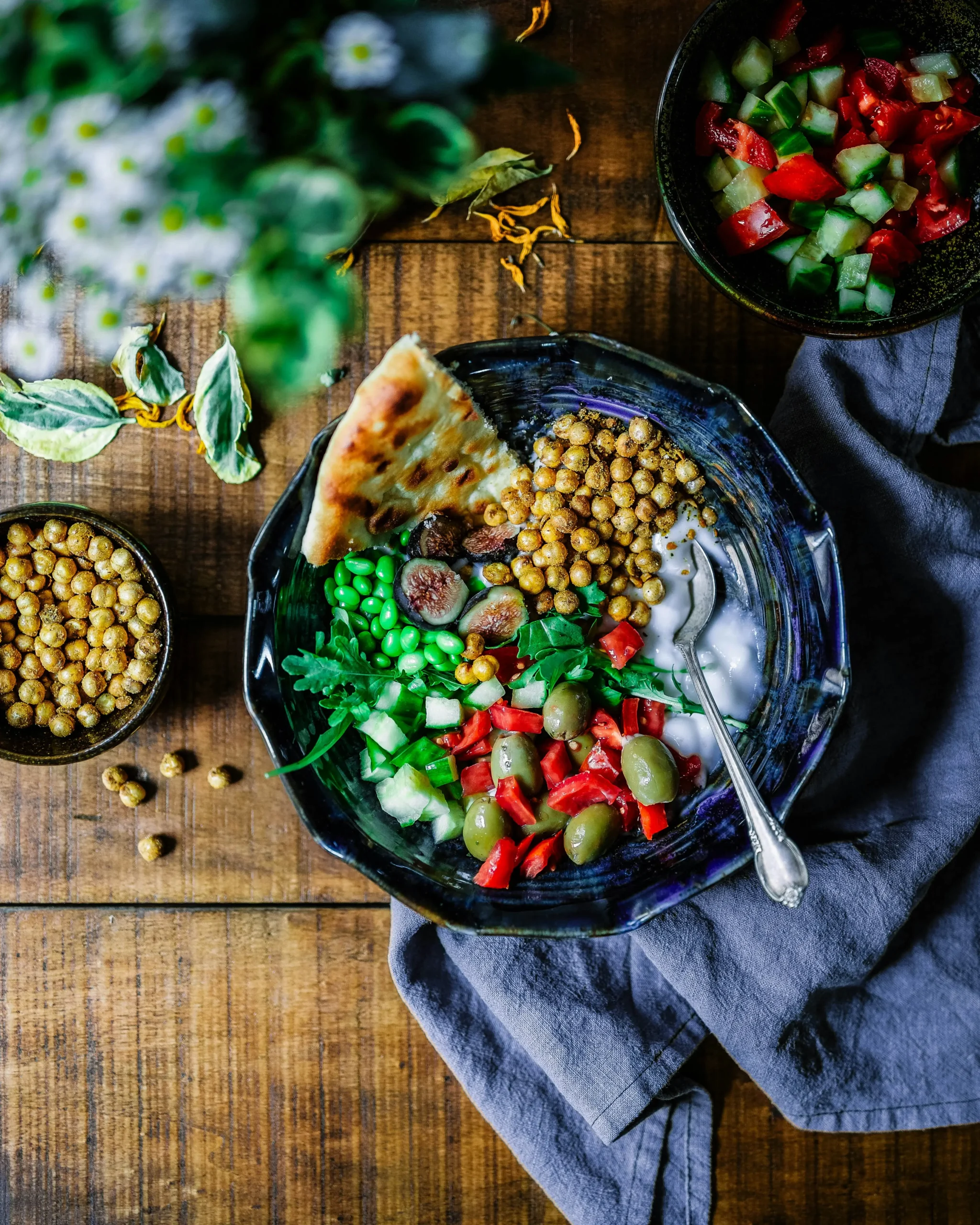 A plate showing colorful vegetables and high-quality grains